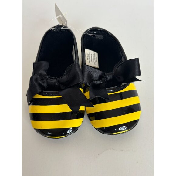 Linmark Baby Shoes Bee Striped Bow 9-12M Yellow and Black Soft Halloween Costume - Picture 6 of 6